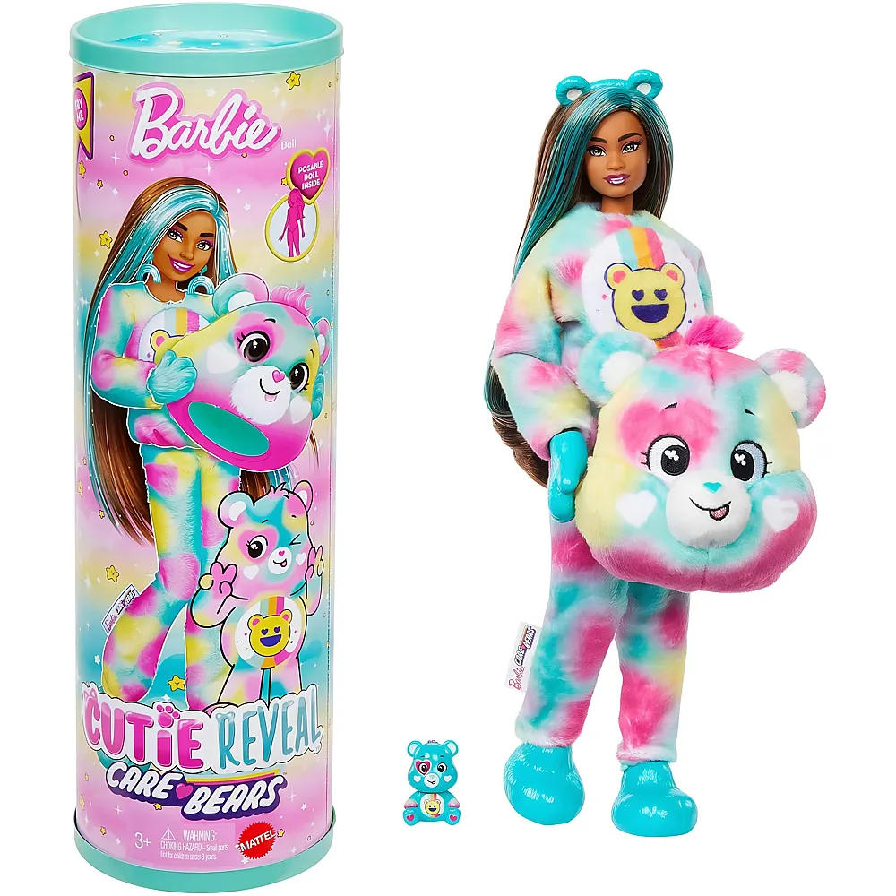 Barbie Cutie Reveal Puppe mit Accessoires, Gl�cksb�rchis-Serie 2, Good-Vibes-B�rchi