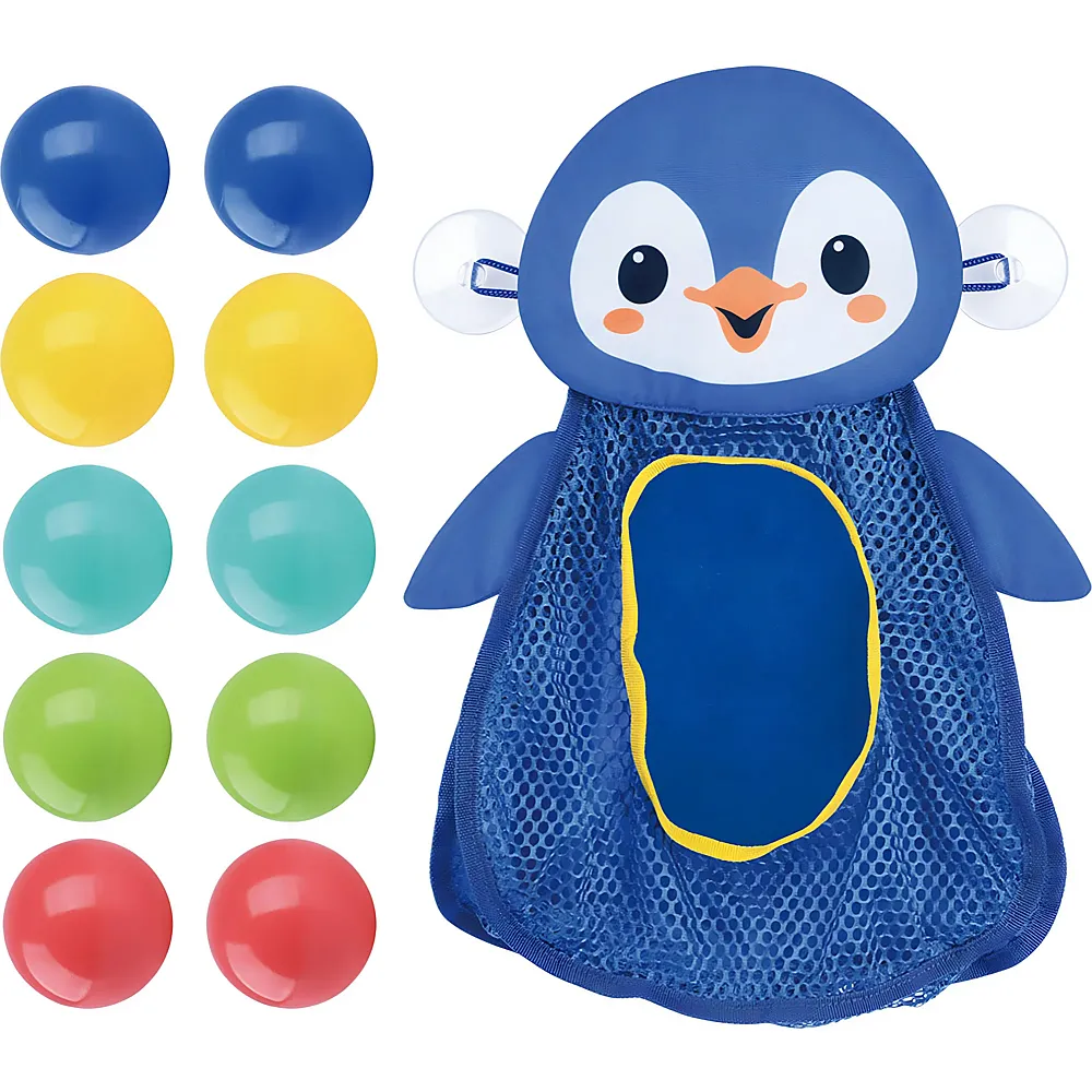 Play Badespielzeug-Aufbewahrung Pinguin mit B�llen, 11-tlg.
