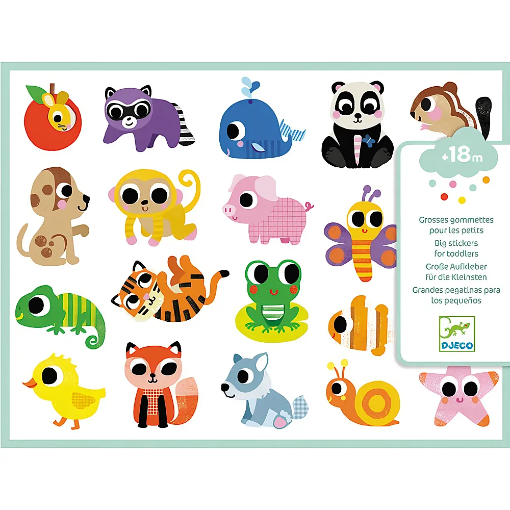 Djeco Kreativ 100 Stickers Relief - Tierbabys | Tattoos & Stickers