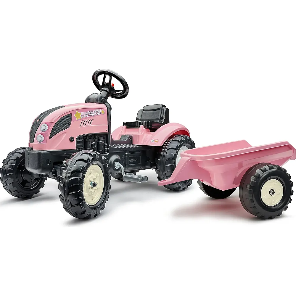 meinspielzeug - Falk Country Star Traktor mit Anh�nger Pink | Trettraktoren