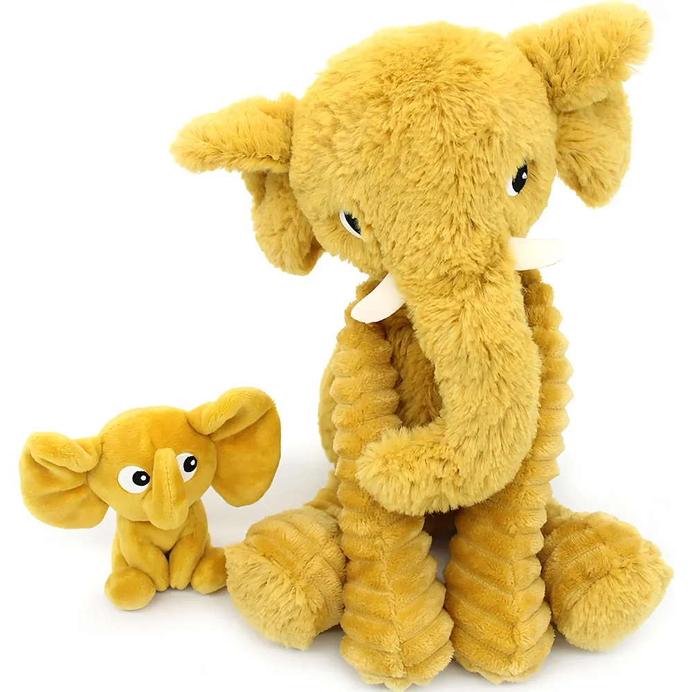 meinspielzeug - Les D�glingos Dimoitou die Elefanten-Mama mit Baby - 24 cm | Wildtiere Pl�sch